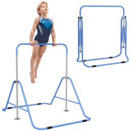 Kids Gymnastic Bar w/ Adjustable Height, Foldable Training Bar - Blue